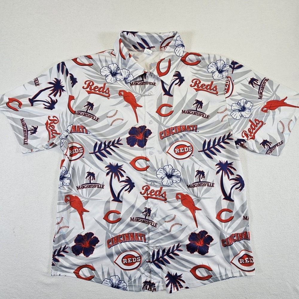 Cincinnati Reds Margaritaville Hawaiian Shirt size Extra Large XL Short Sleeve